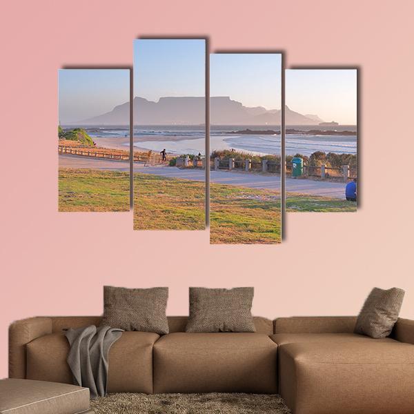 Table Mountain And Cape Town Seen From Big Bay Beach Canvas Wall Art-4 Pop-Gallery Wrap-50" x 32"-Tiaracle