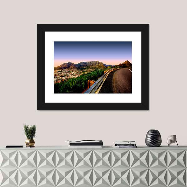Table Mountain In Cape Town From Signal Hill Canvas Wall Art-1 Piece-Framed Print-20" x 16"-Tiaracle