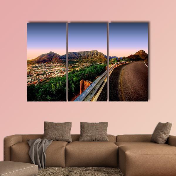 Table Mountain In Cape Town From Signal Hill Canvas Wall Art-3 Horizontal-Gallery Wrap-37" x 24"-Tiaracle