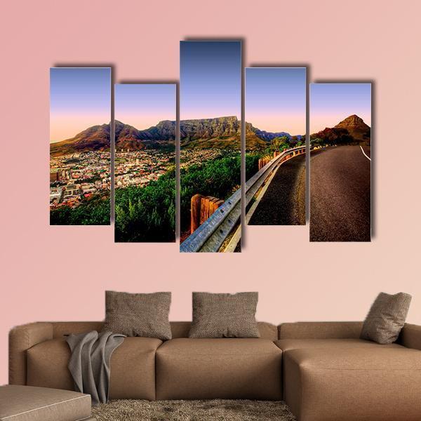 Table Mountain In Cape Town From Signal Hill Canvas Wall Art-5 Pop-Gallery Wrap-47" x 32"-Tiaracle