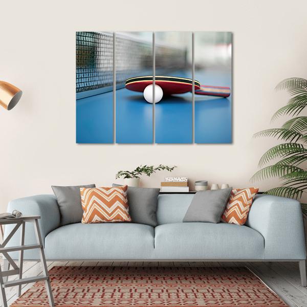 Table Tennis Ball & Bat Canvas Wall Art-4 Horizontal-Gallery Wrap-34" x 24"-Tiaracle