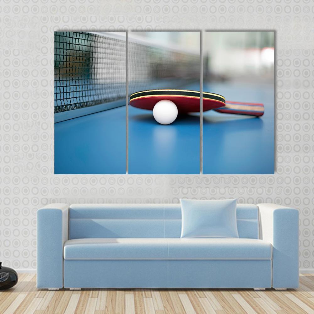 Table Tennis Ball &amp; Bat Canvas Wall Art-3 Horizontal-Gallery Wrap-37&quot; x 24&quot;-Tiaracle