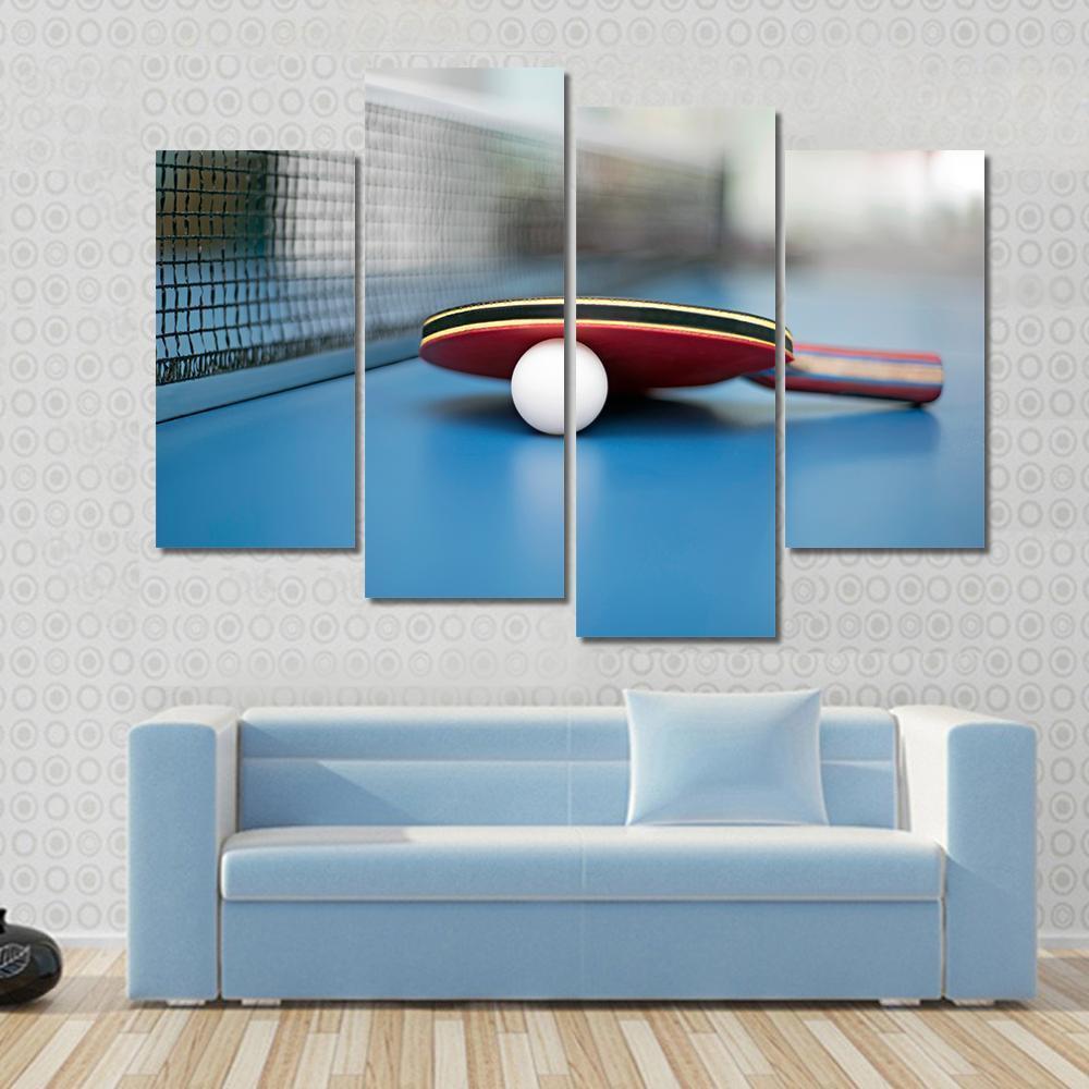 Table Tennis Ball &amp; Bat Canvas Wall Art-4 Pop-Gallery Wrap-50" x 32"-Tiaracle