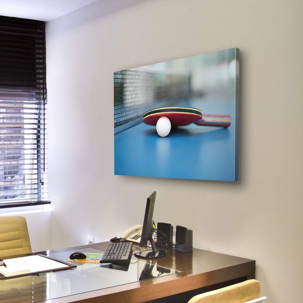 Table Tennis Ball &amp; Bat Canvas Wall Art-3 Horizontal-Gallery Wrap-25&quot; x 16&quot;-Tiaracle