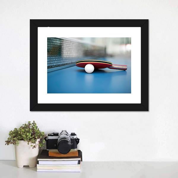 Table Tennis Ball &amp; Bat Canvas Wall Art-1 Piece-Framed Print-20&quot; x 16&quot;-Tiaracle