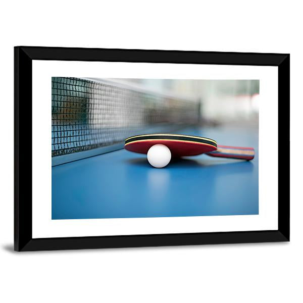 Table Tennis Ball & Bat Panoramic Canvas Wall Art-1 Piece-36" x 12"-Tiaracle