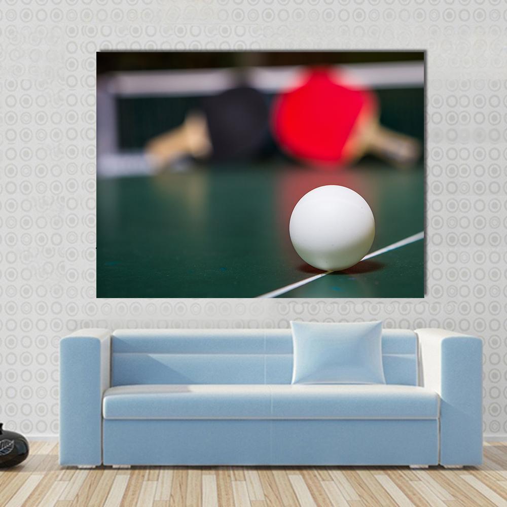 Table Tennis Ball Canvas Wall Art-1 Piece-Gallery Wrap-48" x 32"-Tiaracle