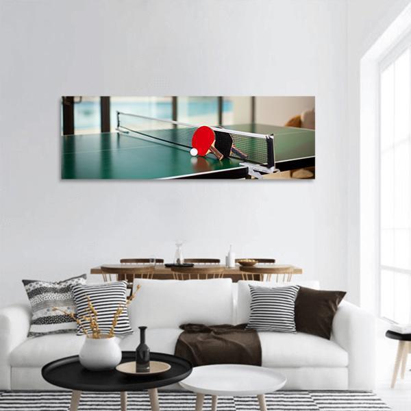 Table Tennis Equipment Panoramic Canvas Wall Art-1 Piece-36&quot; x 12&quot;-Tiaracle