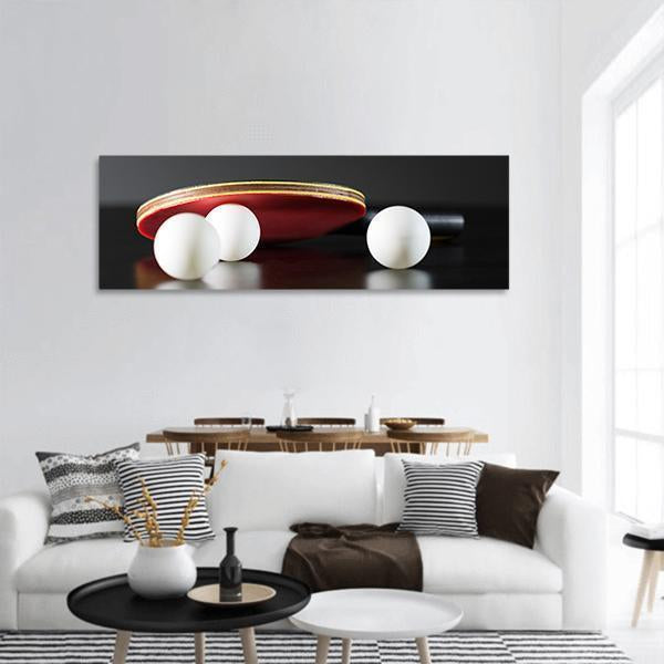 Table Tennis Equipment Panoramic Canvas Wall Art-1 Piece-36" x 12"-Tiaracle