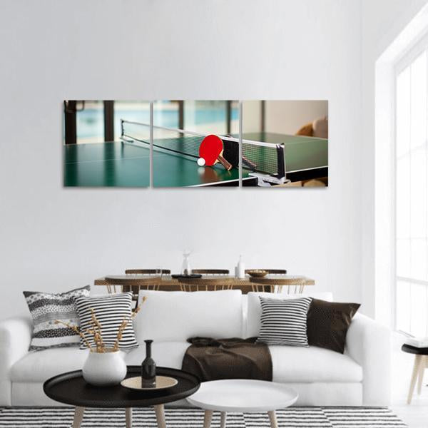 Table Tennis Equipment Panoramic Canvas Wall Art-3 Piece-25&quot; x 08&quot;-Tiaracle