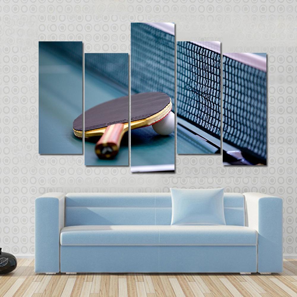 Table Tennis Canvas Wall Art-5 Pop-Gallery Wrap-47&quot; x 32&quot;-Tiaracle