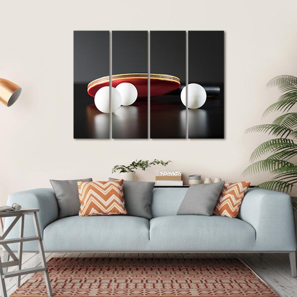 Table Tennis Racket And Balls On Dark Table Canvas Wall Art-4 Horizontal-Gallery Wrap-34" x 24"-Tiaracle