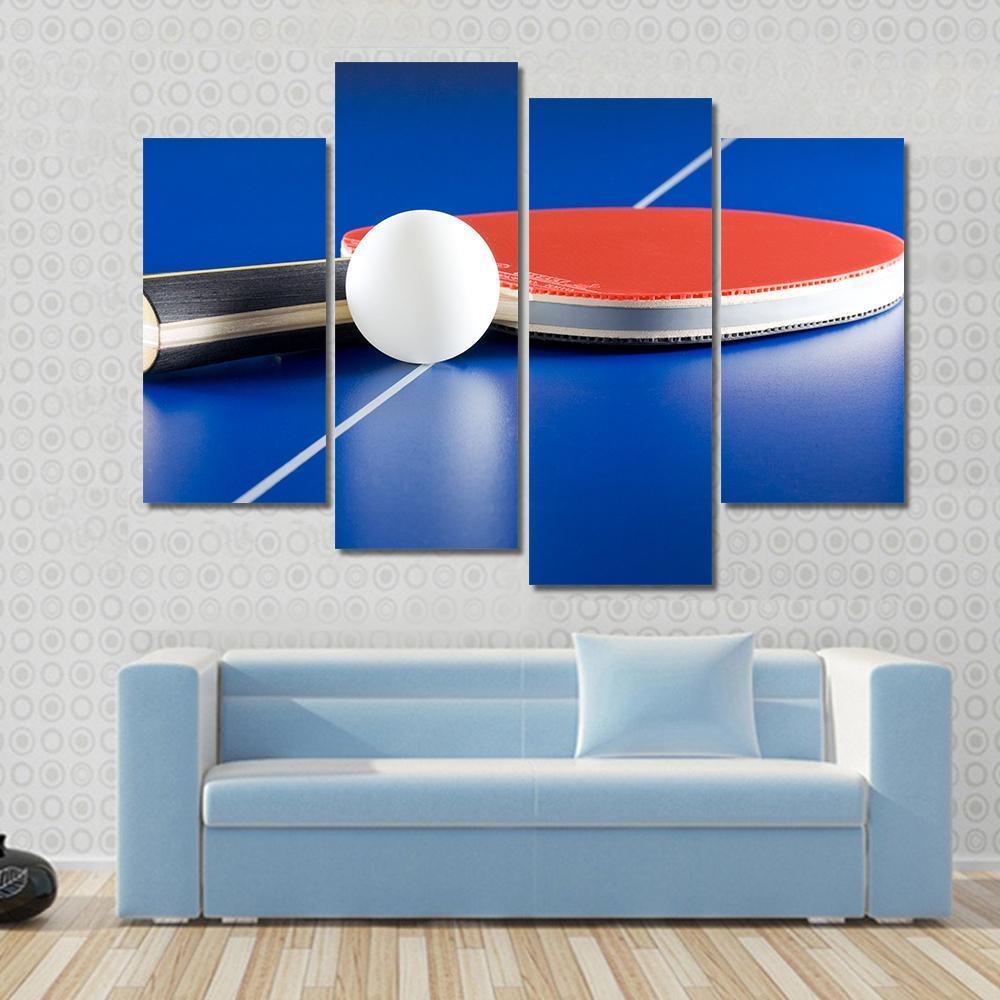 Table Tennis Racket &amp; Ball Canvas Wall Art-4 Pop-Gallery Wrap-50" x 32"-Tiaracle