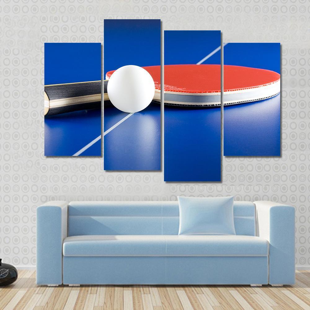 Table Tennis Racket & Ball Canvas Wall Art-4 Pop-Gallery Wrap-50" x 32"-Tiaracle