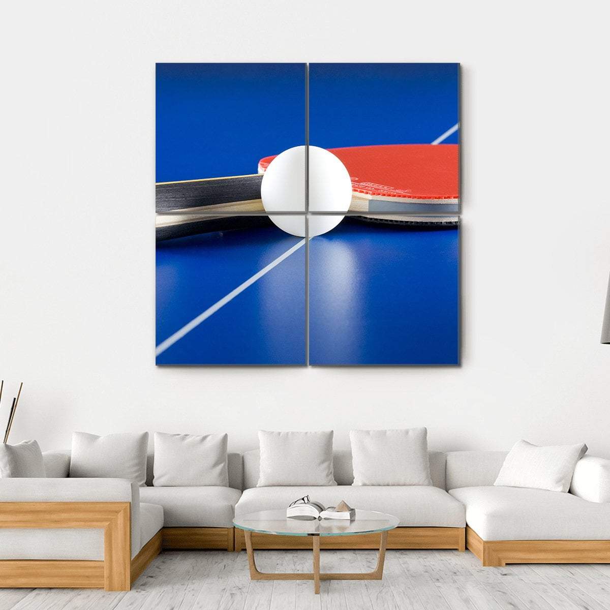 Table Tennis Racket & Ball Canvas Wall Art-4 Square-Gallery Wrap-17" x 17"-Tiaracle