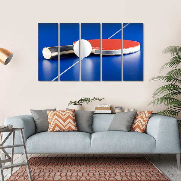 Table Tennis Racket &amp; Ball Canvas Wall Art-5 Horizontal-Gallery Wrap-22&quot; x 12&quot;-Tiaracle