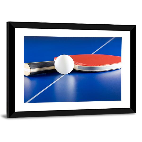 Table Tennis Racket & Ball Panoramic Canvas Wall Art-1 Piece-36" x 12"-Tiaracle