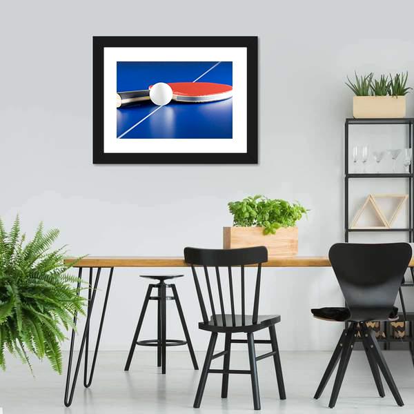 Table Tennis Racket & Ball Panoramic Canvas Wall Art-1 Piece-36" x 12"-Tiaracle