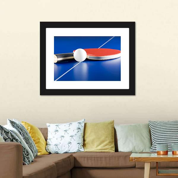 Table Tennis Racket & Ball Panoramic Canvas Wall Art-1 Piece-36" x 12"-Tiaracle