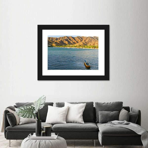 Taganga Bay Colombia Canvas Wall Art-1 Piece-Framed Print-20" x 16"-Tiaracle