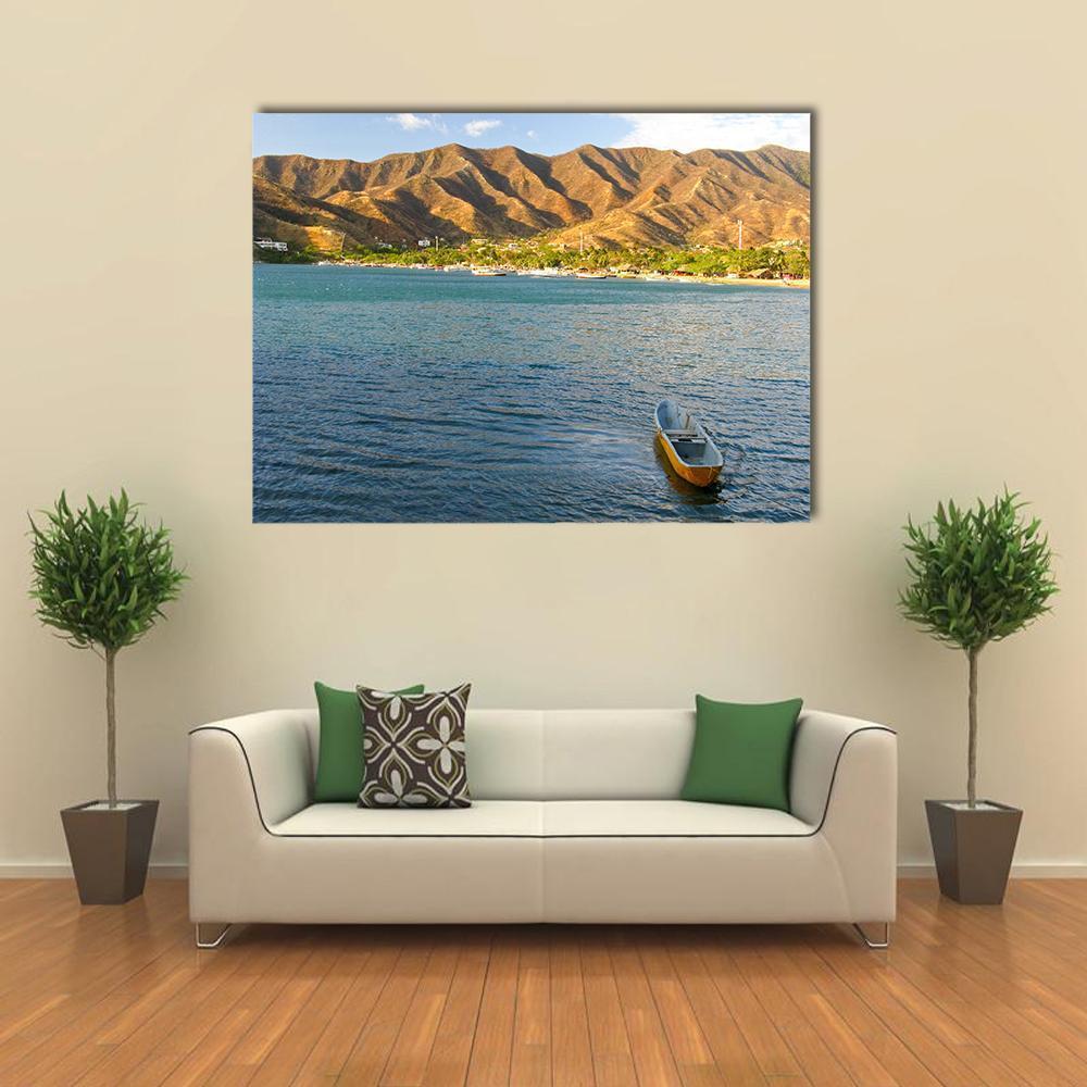 Taganga Bay Colombia Canvas Wall Art-1 Piece-Gallery Wrap-48" x 32"-Tiaracle