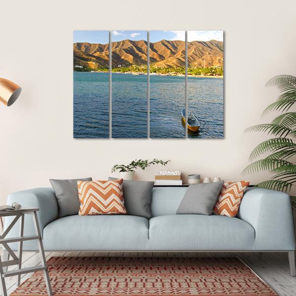 Taganga Bay Colombia Canvas Wall Art-4 Horizontal-Gallery Wrap-34" x 24"-Tiaracle