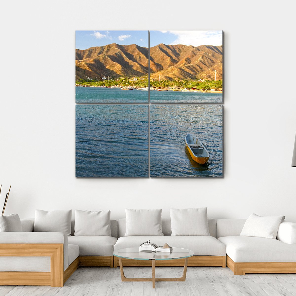 Taganga Bay Colombia Canvas Wall Art-4 Square-Gallery Wrap-17" x 17"-Tiaracle