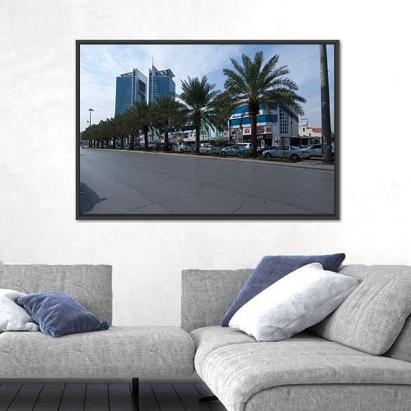 Tahlia Street In Riyadh Canvas Wall Art-1 Piece-Floating Frame-24" x 16"-Tiaracle