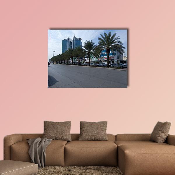 Tahlia Street In Riyadh Canvas Wall Art-1 Piece-Gallery Wrap-48" x 32"-Tiaracle