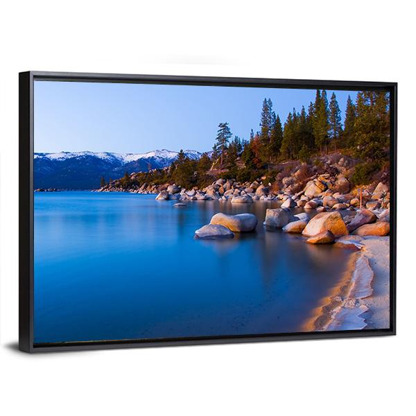 Tahoe Lake After Sunset Canvas Wall Art-3 Horizontal-Gallery Wrap-25" x 16"-Tiaracle