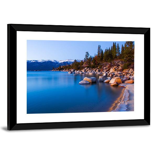 Tahoe Lake After Sunset Canvas Wall Art-3 Horizontal-Gallery Wrap-25" x 16"-Tiaracle