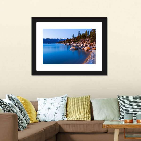 Tahoe Lake After Sunset Canvas Wall Art-3 Horizontal-Gallery Wrap-25" x 16"-Tiaracle