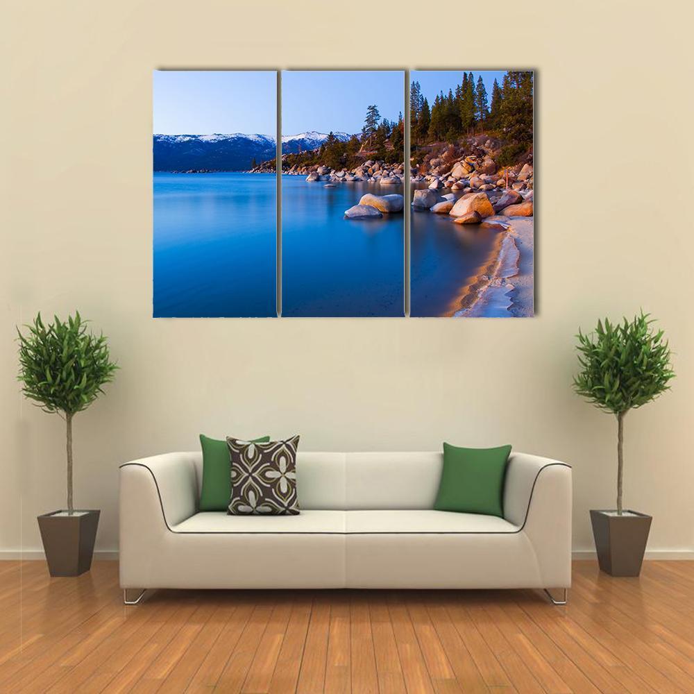 Tahoe Lake After Sunset Canvas Wall Art-3 Horizontal-Gallery Wrap-37" x 24"-Tiaracle