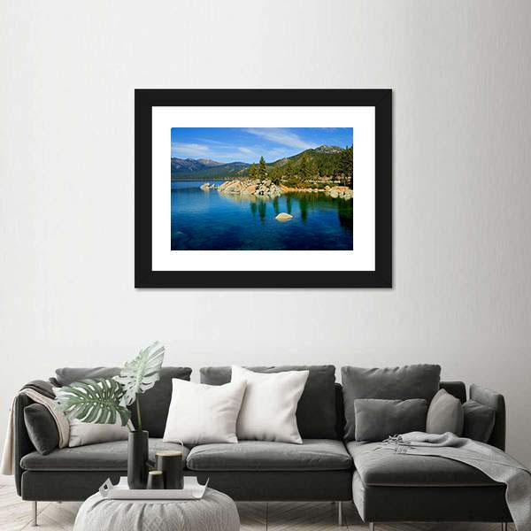 Tahoe Lake Canvas Wall Art-1 Piece-Framed Print-20" x 16"-Tiaracle