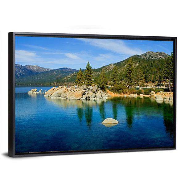 Tahoe Lake Canvas Wall Art-3 Horizontal-Gallery Wrap-25" x 16"-Tiaracle