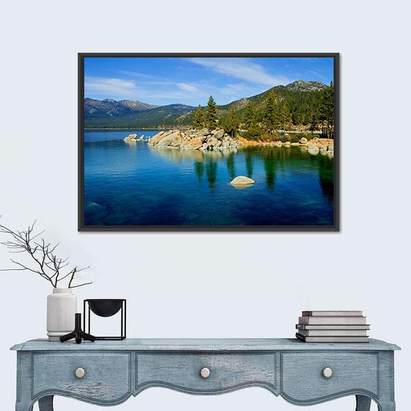 Tahoe Lake Canvas Wall Art-3 Horizontal-Gallery Wrap-25" x 16"-Tiaracle