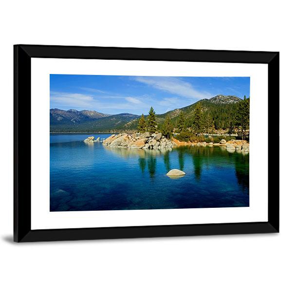 Tahoe Lake Canvas Wall Art-3 Horizontal-Gallery Wrap-25" x 16"-Tiaracle