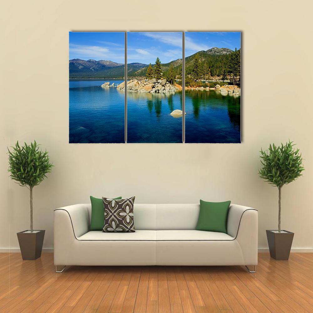 Tahoe Lake Canvas Wall Art-3 Horizontal-Gallery Wrap-37" x 24"-Tiaracle