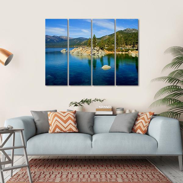 Tahoe Lake Canvas Wall Art-4 Horizontal-Gallery Wrap-34" x 24"-Tiaracle