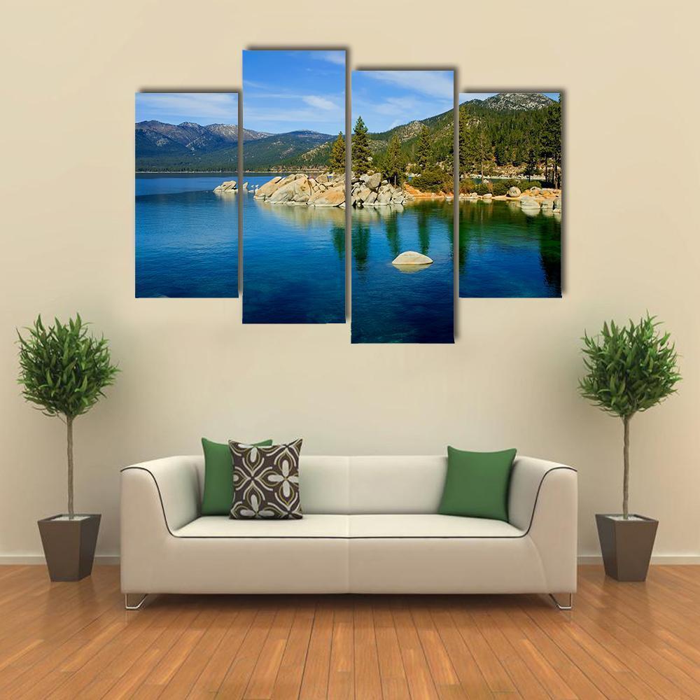 Tahoe Lake Canvas Wall Art-4 Pop-Gallery Wrap-50" x 32"-Tiaracle