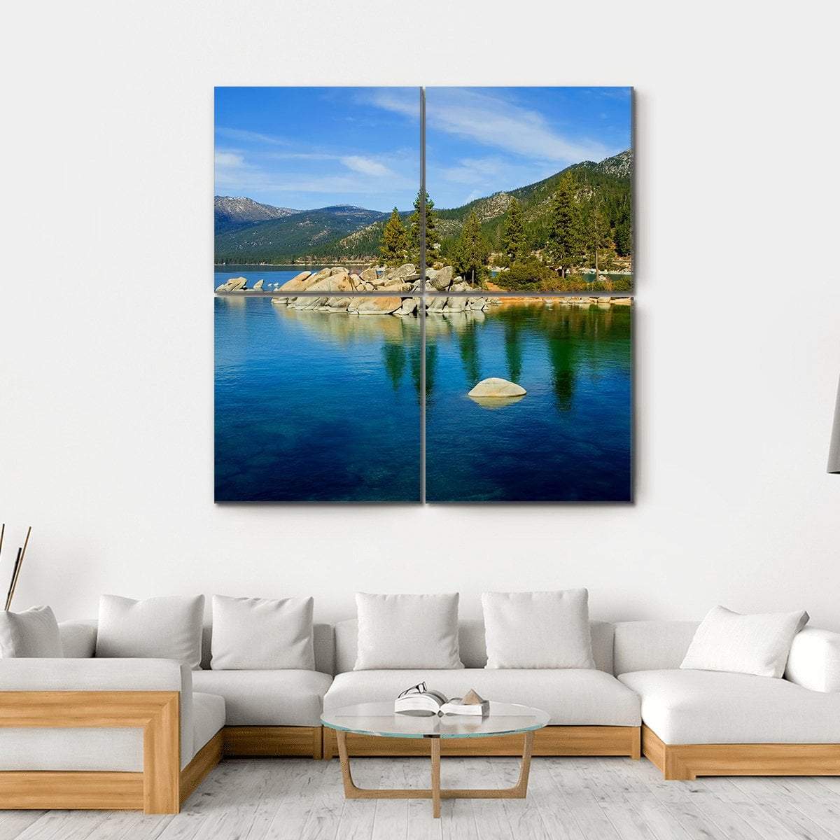 Tahoe Lake Canvas Wall Art-4 Square-Gallery Wrap-17" x 17"-Tiaracle