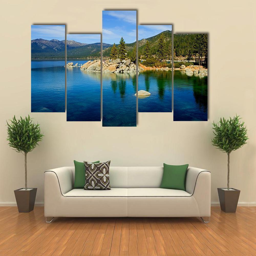 Tahoe Lake Canvas Wall Art-5 Pop-Gallery Wrap-47" x 32"-Tiaracle