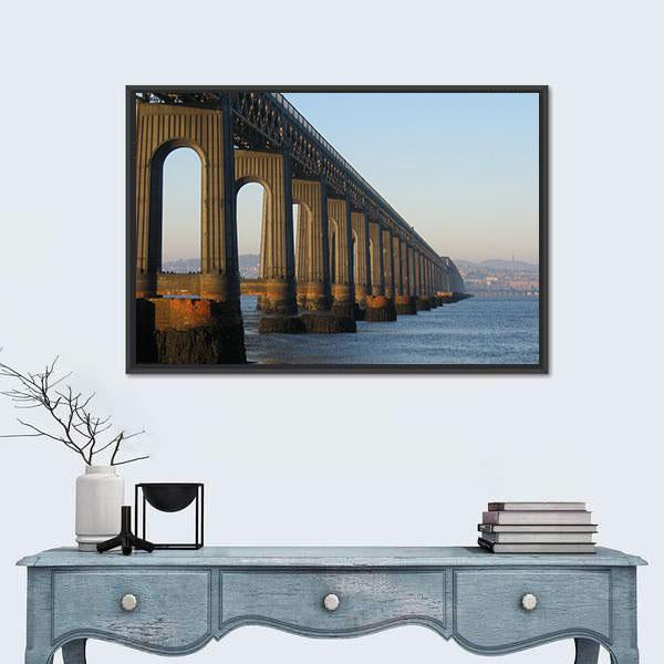 Tail Rail Bridge And Dundee From Fife Canvas Wall Art-3 Horizontal-Gallery Wrap-25" x 16"-Tiaracle