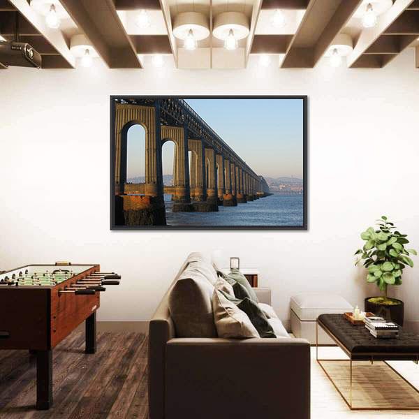 Tail Rail Bridge And Dundee From Fife Canvas Wall Art-3 Horizontal-Gallery Wrap-25" x 16"-Tiaracle