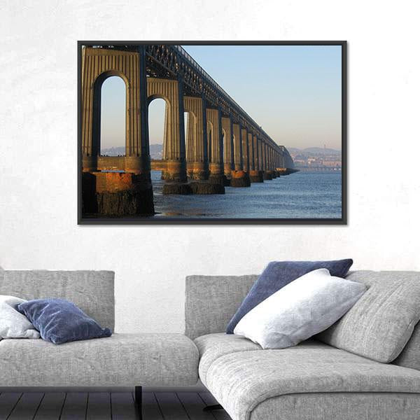Tail Rail Bridge And Dundee From Fife Canvas Wall Art-1 Piece-Floating Frame-24" x 16"-Tiaracle