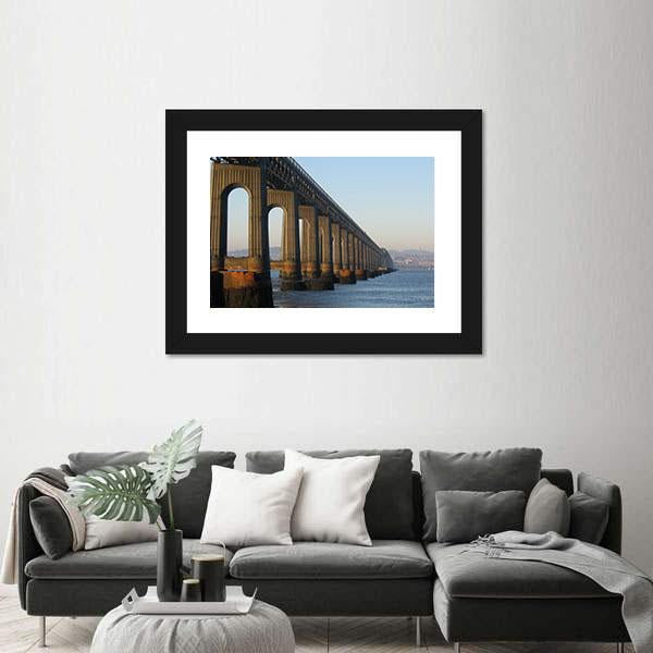 Tail Rail Bridge And Dundee From Fife Canvas Wall Art-1 Piece-Framed Print-20" x 16"-Tiaracle