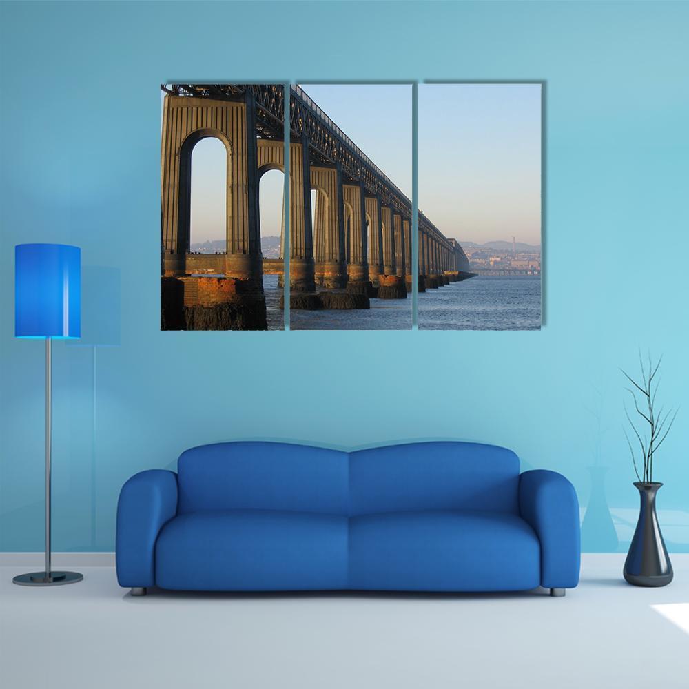 Tail Rail Bridge And Dundee From Fife Canvas Wall Art-3 Horizontal-Gallery Wrap-37" x 24"-Tiaracle