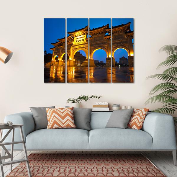 Taipei Chiang Kai Shek Memorial Hall Canvas Wall Art-4 Horizontal-Gallery Wrap-34" x 24"-Tiaracle