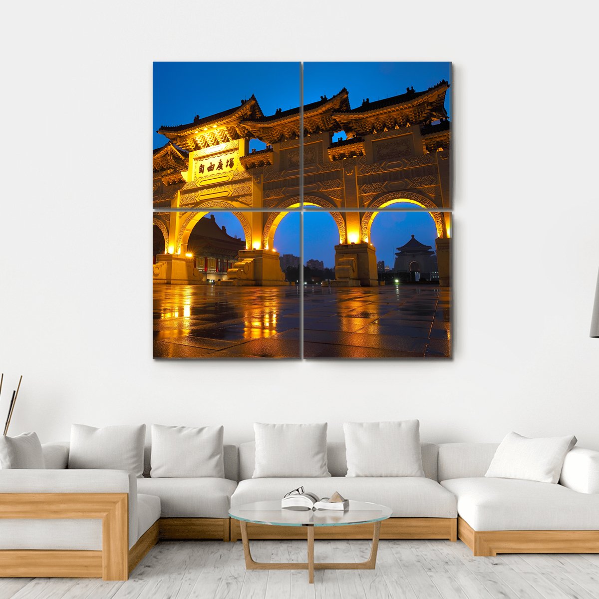 Taipei Chiang Kai Shek Memorial Hall Canvas Wall Art-4 Square-Gallery Wrap-17" x 17"-Tiaracle