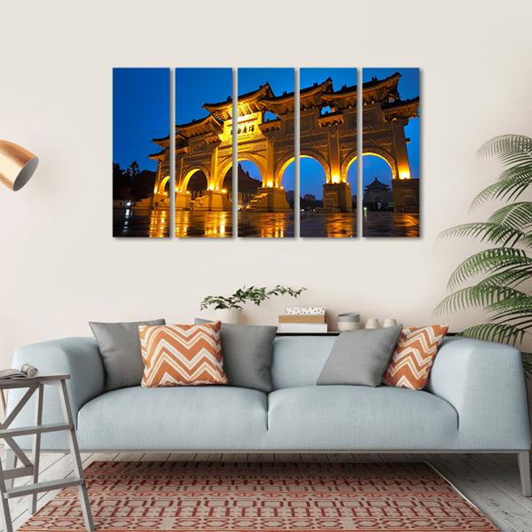 Taipei Chiang Kai Shek Memorial Hall Canvas Wall Art-5 Horizontal-Gallery Wrap-22" x 12"-Tiaracle